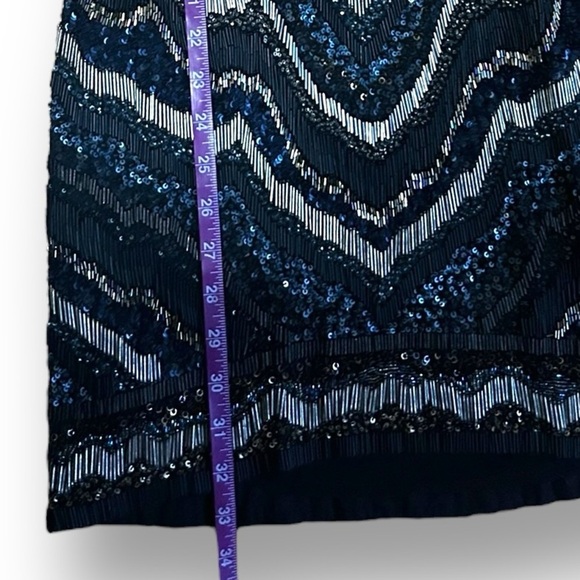 AllSaints Spitalfields Hand Embellished Dress Black Blue Size 0 Designer Holiday - Picture 6 of 11